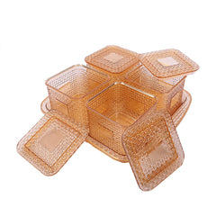 Kuber industries Dazzle Design Plastic Multi Purpose Dry Fruits Tray with Four Bowls Set (Peach)-CTKTC21674