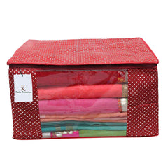 Kuber Industries Cotton 3 Pieces Three Layer Quilted Extra Large Saree Cover (Maroon)-CTKTC013477