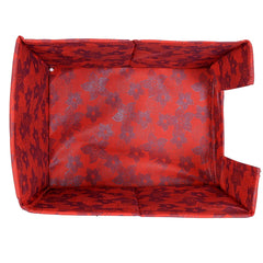 Heart Home Metallic Flower Printed Non-Woven Foldable Shirt Stacker Closet Organizer With Handles- Pack of 3 (Red)-HS43HEARTH26460