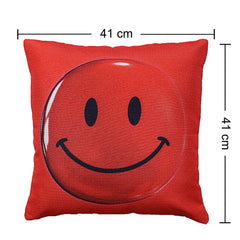 Heart Home Cushion Cover|Sofa Cushion Covers|Smile Ball Print Sitting Cushion Cover|Polyester Cushion Filler|16x16 Inch|Set of 5 (Red)