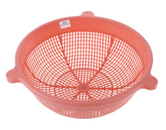 Heart Home Unbreakable Round Plastic Kitchen Vegetables and Fruits Basket Multipurpose Organizers Storage Basket (Peach)-Pack of 2-HHEART15156