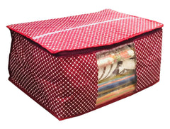 Kuber Industries 3 Piece Quilted Cotton Saree Cover Set, Maroon