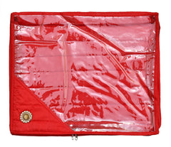 Heart Home Non Woven 3" inch Foldable, Lightweigth Saree Cover/Clothes Organiser For Wardrobe With Transparent Top- Pack of 4 (Red)-HS_38_HEARTH21627