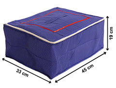 Heart Home Dot Printed Cotton Saree Cover, Clothes Organiser For Wardrobe, Storage Bag, Regular Clothes Storage Bag With Handle on Top(Blue)-HS_38_HEARTH20961