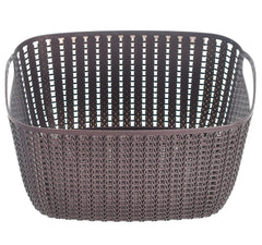 Heart Home Multiuses Large M 30 Plastic Basket/Organizer with Lid- Pack of 3 (Brown & Grey & Brown) -46KHH023