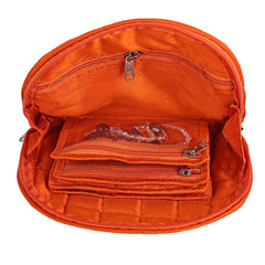 Kuber Industries Cotton Embossed Floral Design Jewellery Kit (Orange and Blue, Standard, CTKTC05339) - 2 Piece