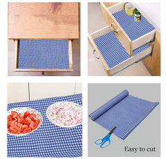 Kuber Industries Checkered Design PVC Wardrobe Kitchen Drawer Cupboard Cabinet Shelf Mat, Shelf Liner 10 Mtr (Blue), Polyvinyl Chloride
