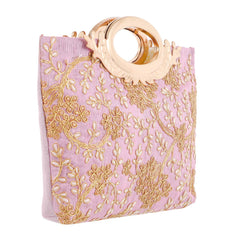 Kuber Industries Embroidered Silk Clutch Ladies Handbag (Peach) - CTKTC42094