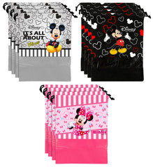 Kuber Industries Disney Print 12 Piece Non Woven Travel Shoe Cover, String Bag Organizer (Black & Grey & Pink) -HS_35_KUBMARTS18081