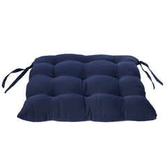 Kuber Industries Cotton Decorative Fabric Chair pad/Back Support/Seat Cushion with Ties and Handmade Quilting,14" x 14" Inch (Navy Blue) - CTKTC46173