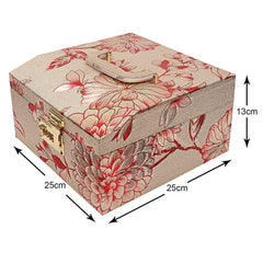 Kuber Industries Circle Design Wooden Jewellery Box & Travel Jewellery Box With 2 Bangle Rod, Mirror & Number Lock System - Pack of 2 (Gold)-47KM0543