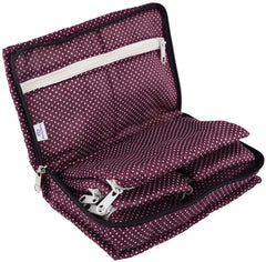 Heart Home Cotton Dot Printed Jewellery Pouch Cum Makeup Organiser Kit (Purple)-HHEART15428