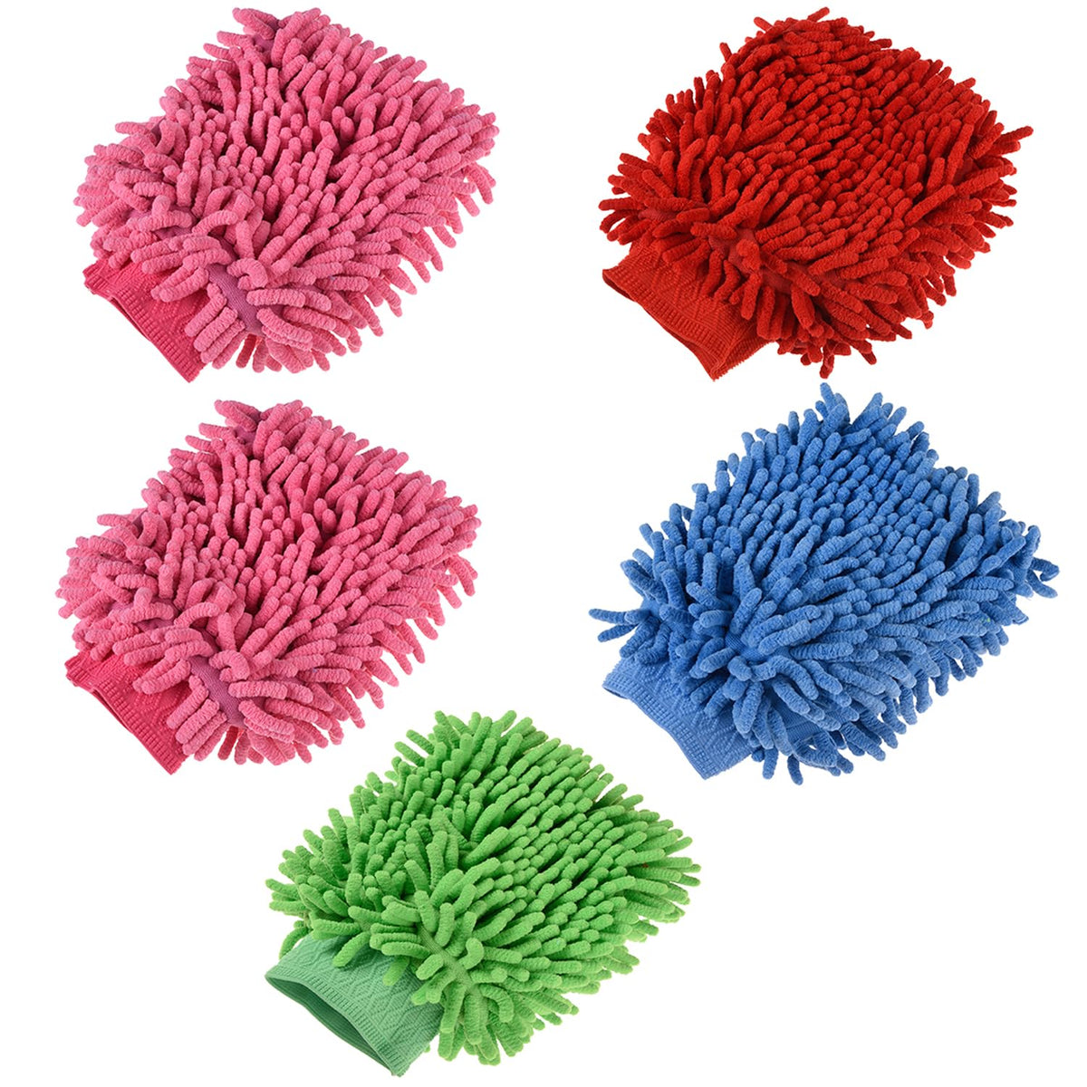 Heart Home Gloves | Microfiber Cleaning Gloves | Chenille Mitts for Kitchen | 50 GSM Hand Duster for Kitchen | Hand Gloves For Car | Duster for Glass | Pack of 5 | Multi