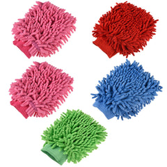 Heart Home Gloves | Microfiber Cleaning Gloves | Chenille Mitts for Kitchen | 50 GSM Hand Duster for Kitchen | Hand Gloves For Car | Duster for Glass | Pack of 5 | Multi
