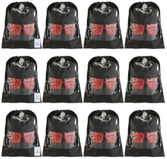 Heart Home 12 Piece Non Woven Travel Shoe Cover, String Bag Organizer, Black CTHH016050