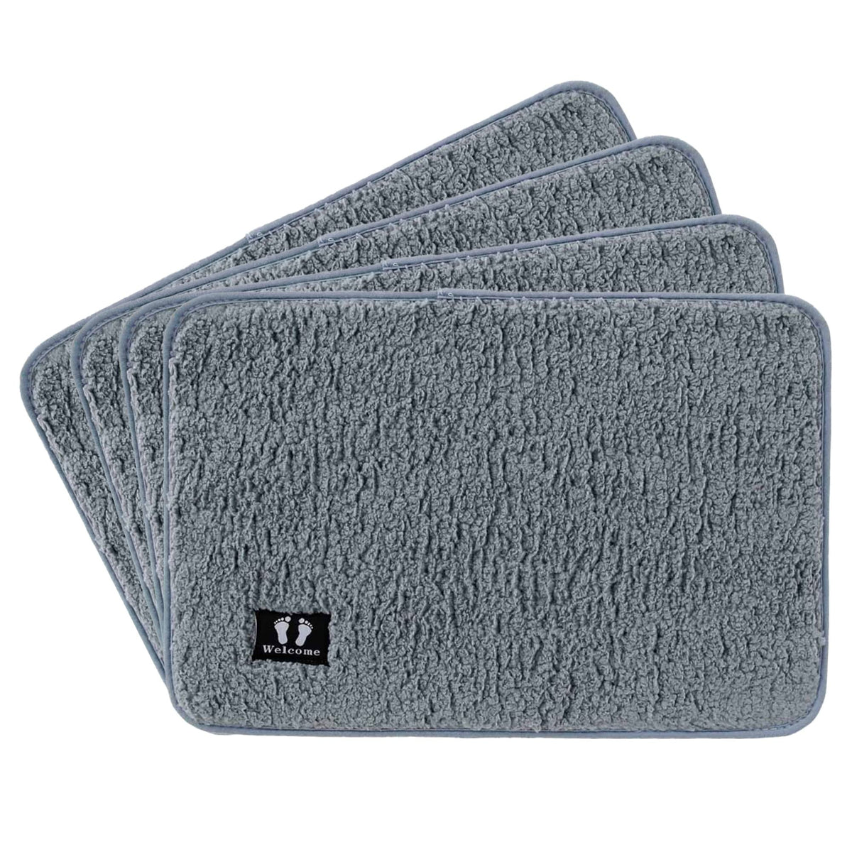 Kuber Industries Floor |Stylish Door Mat|Durable & Easy to Maintain|Multi-Utility Floor for Living Room,Bedroom,Bathroom,Kitchen,Entrances|40 x 60 cm,Grey, Pack of 4