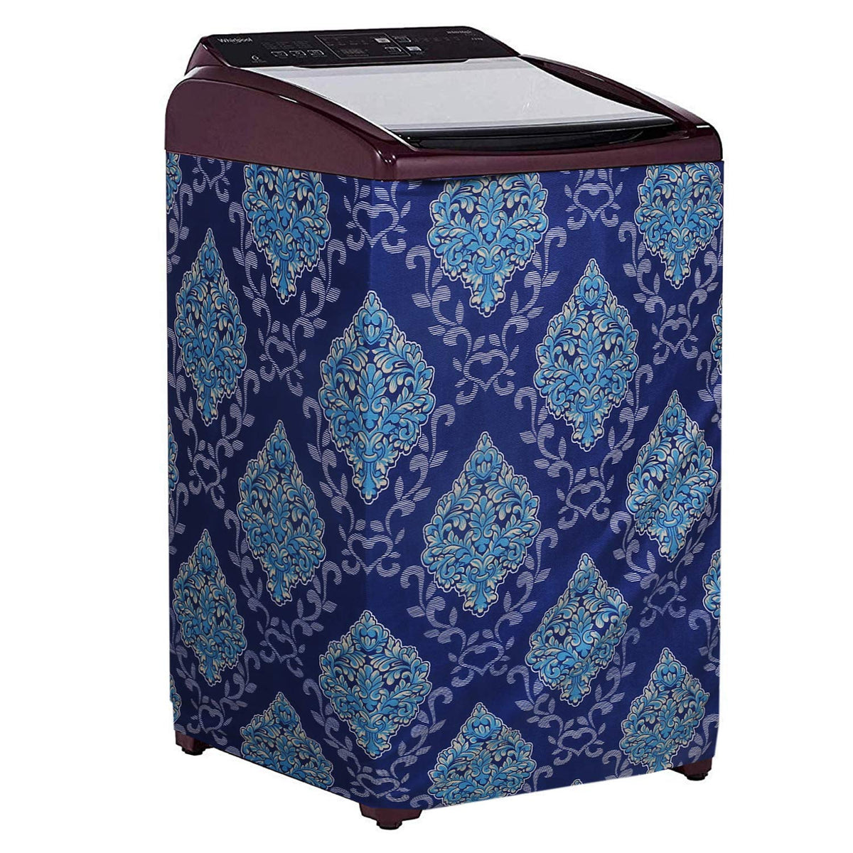 Kuber Industries Floral Design Cotton Top Load Fully Automatic Washing Machine Cover (Sky Blue)-CTKTC14424