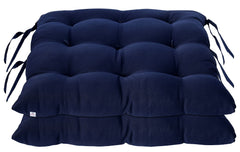 Heart Home Microfiber Square Chair Pad/Cushion for Office, Home or Car Sitting with Ties-Pack of 4, 18 * 18 Inch (Navy Blue), Standard, HS_37_HEARTH020855