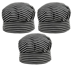 Heart Home Linning Design Cotton Cooking Chef Cap- Pack of 3 (Black & White)-50HH01027