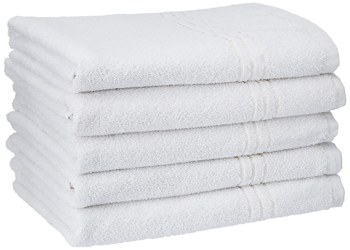 Kuber Industries 5 Piece 400 GSM Cotton Bath Towel - 27" x 54", White (TowelWHITETWL0101)
