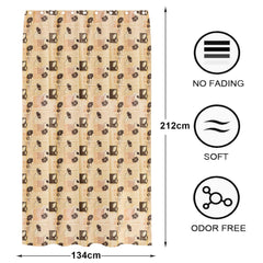 Kuber Industries Shower Curtain | AC Curtain for Bathroom | Brown Flower Super Soft PVC AC Curtain for Door | Bathroom Shower Curtain with Hooks | 7 Feet | Cream