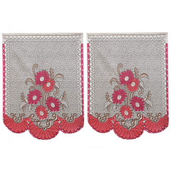 Kuber Industries Flower Design 6 Piece Cotton 5 Seater Sofa Cover Set - 70.07"x29.13", Magenta