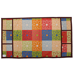 Heart Home Fridge Top Cover|Floral Print & Water Resistant PVC Material|6 Utility Side Pockets with Plain Border|Size 98 x 58 CM, Pack of 1(Blue)