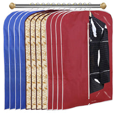 Kuber Industries 12 Pieces Half Transparent Non Woven Men's Coat Blazer Suit Cover (Maroon & Brown & Royal Blue) -CTKTC41665