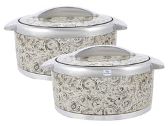 Heart Home Designer Inner Steel Casserole with Lid, 2000ml- Pack of 2 (Brown)-HS42KUBMART25019