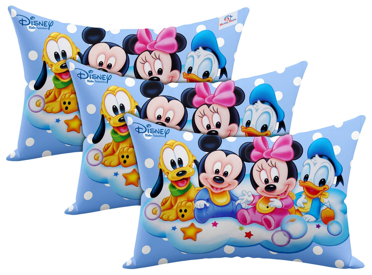 Heart Home Organic Toddler Bedding Small Pillow - Baby Pillow with 100% Natural Cotton Cover,12"x18"(Sky Blue)-Pack of 3,HHEART015819