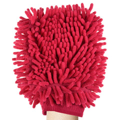 Kuber Industries Chenille Mitts|Microfiber Cleaning Gloves|Inside Waterproof Cloth Gloves|100 Gram Weighted Hand Duster|Hand Chenille Gloves for Car|Glass (Dark Pink)