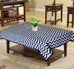 Heart Home Cotton Zig Zag Print 4 Seater Center Table Cover/Table Cloth for Home Decorative 60 in. x 40 in. (Blue) 54HH4378.