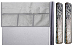 Kuber Industries Flower Design PVC 1 Piece Fridge Top Cover and 2 Piece Handle Cover (Silver) - CTKTC039624