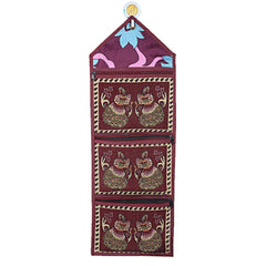 Kuber Industries Lahariya Design Cotton Wall Hanging Magazine Letter Holder(Maroon) - CTKTC030731