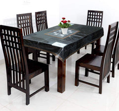 Heart Home Transparent Vinyl PVC Rectangle Table Cloth Protector Oil Spill Proof Wipe Clean Table Cover for Dining Table, Parties & Camping, 60 X 90 Inches (Brown)