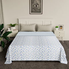 Kuber Industries Blanket | Cotton Double Bed Dohar | Blanket For Home | Reversible AC Blanket For Travelling | Blanket For Summer | Blanket For Winters | Leaf Print | Blue