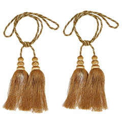 Kuber Industries Polyester 2 Pieces Curtain Tie Back Tassel Set (Gold) CTKTC33493
