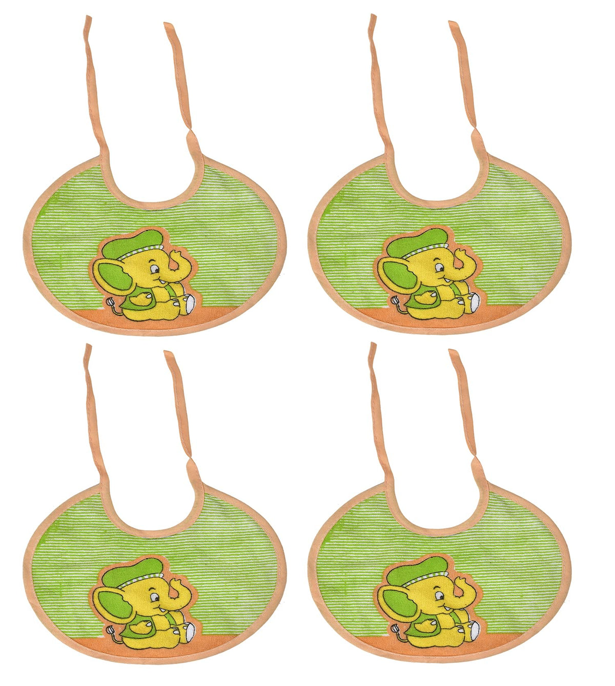 Heart Home Rouned Shaped Unisex Baby Cotton Super Bib, Baby Bib, Washable, Stain And Odor Resistant-Pack of 4 (Green)-HS43HEARTH25530