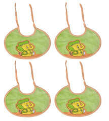Heart Home Rouned Shaped Unisex Baby Cotton Super Bib, Baby Bib, Washable, Stain And Odor Resistant-Pack of 4 (Green)-HS43HEARTH25530