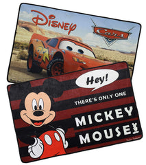 Kuber Industries Disney Mickey Mouse Cars 2 Pieces Anti-Slip Bath Mat 23"x15" (Maroon & Brown) - CTKTC46130