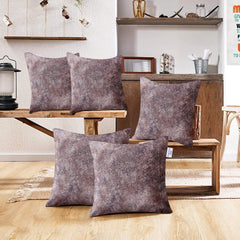 Heart Home Cushion Cover|Sofa Cushion Covers|Broken Wall Texture Print Sitting Cushion Cover|Velvet Cushion Filler|16x16 Inch|Set of 5 (Gold)