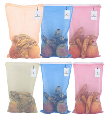 Kuber Industries 6 Pieces Reusable Mesh Fridge Storage Bags for Fruits and Vegetables (Multi)-KUBMART2839
