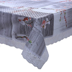 Kuber Industries Floral PVC 6 Seater Dining Table Cover - Grey (CTKTC05155)