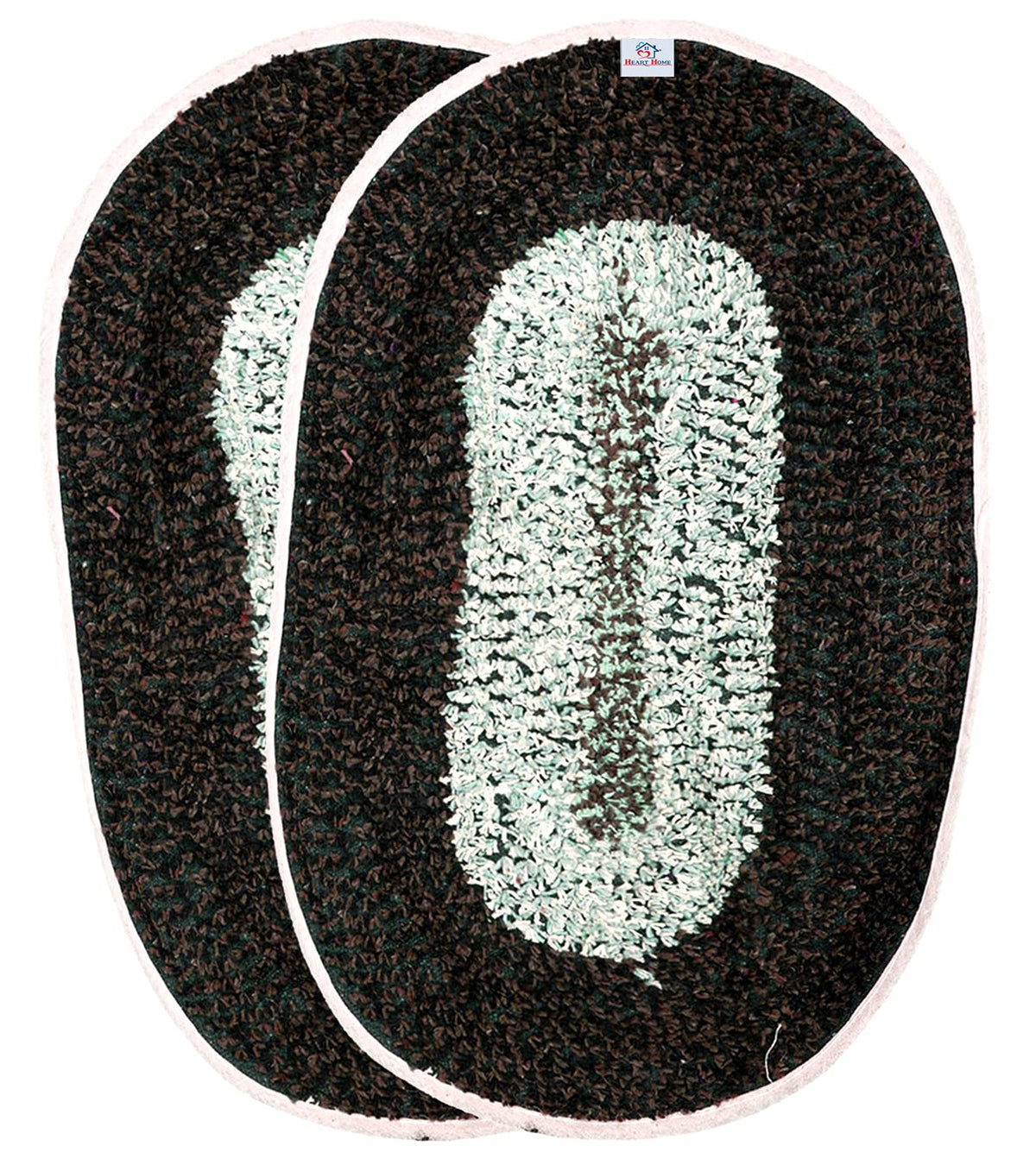 Heart Home Cotton Indoor Doormat Dirts Trapper Mat Bath Door Mat Machine Washable for Porch/Kitchen/Bathroom/Laundry Room - Pack of 2 (Multicolor), Standard (HS39HEARTH022065)