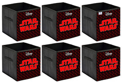 Heart Home Disney Star War Printed Non-Woven Foldable Storage Bin/Cube/Organizer For Toys, Clothes And Books With Handles- Pack of 6 (Black) -HS43HEARTH26298