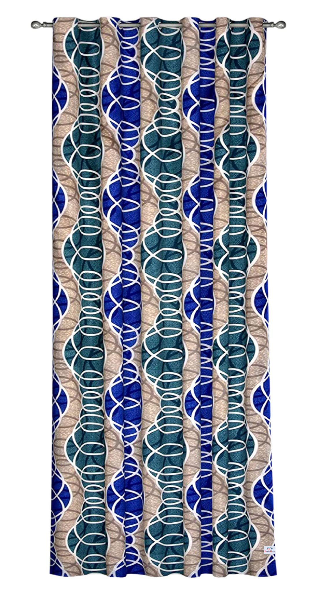 Heart Home Circle Printed 7 Feet Privacy Protection Door Curtain Patio Door Curtain with 8 Eyelet (Brown)