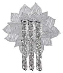 Heart Home Cutwork Design Soft Leather 6 Pieces Dining Table Hexagon Round Placemat Set (Silver) HEART614,Standard