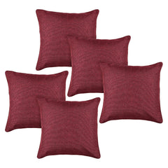 Kuber Industries Cushion Cover | Sofa Cushion Covers | Square Cushion Covers | Jute Cushion Covers | Couch Cushion Covers | Set of 5 | 16 Inch | Maroon