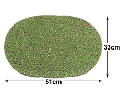Kuber Industries Cotton Oval Door Mat for Porch/Kitchen/Bathroom/Laundry Room,Pack of 3 (Green) 54KM3954