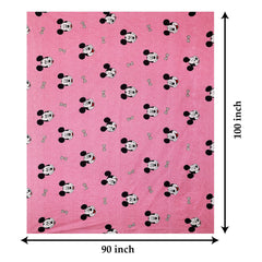 Kuber Industries Glace Cotton Disney Mickey Mouse Face Printed Double Bedsheet with 2 Pillow Covers,90x100,(Pink)